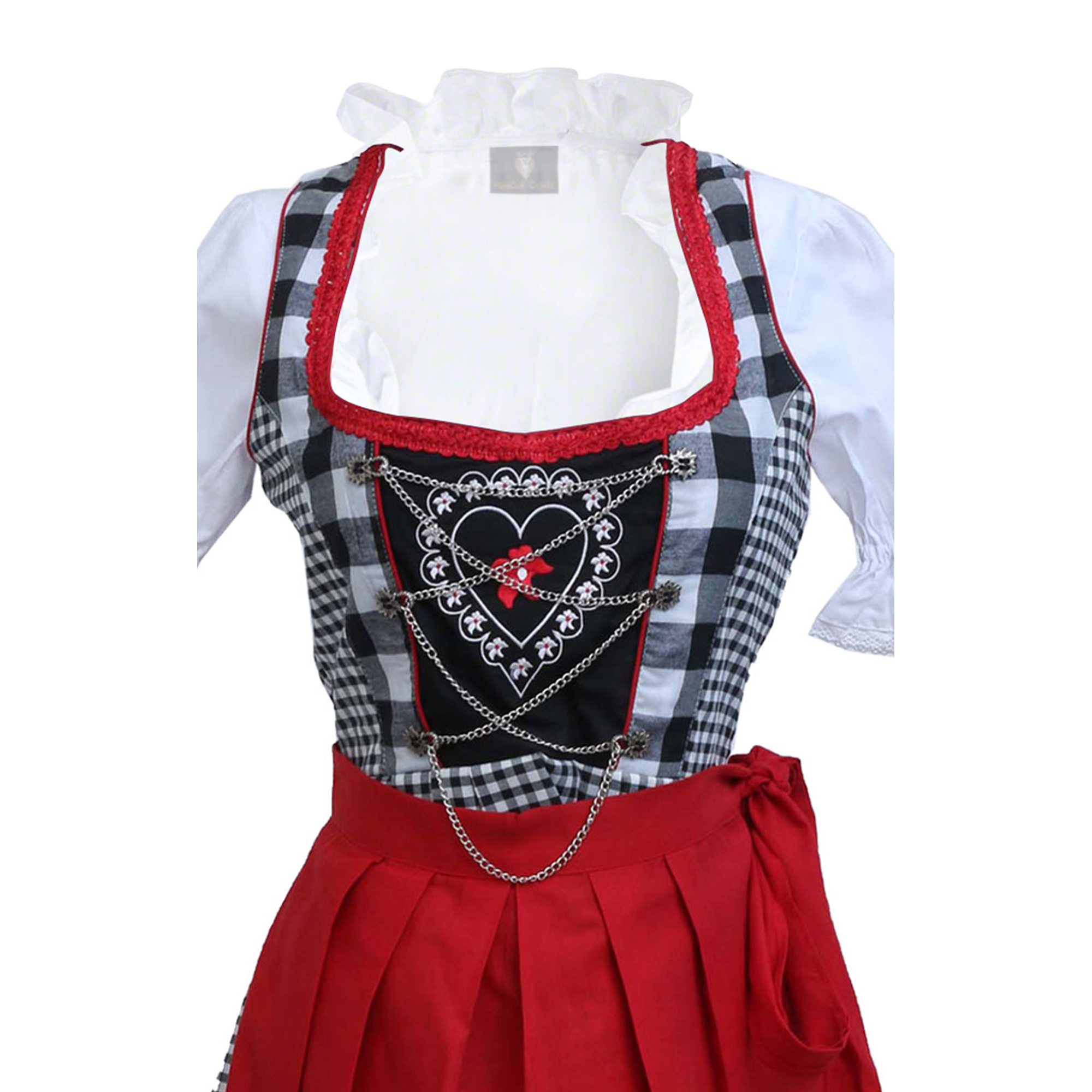 Traditional German Dirndl Black Red Lederhosen Wears